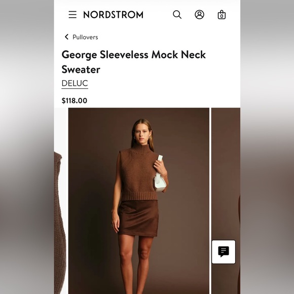 DELUC George Sleeveless Mock Neck Sweater Chocolate Size S - Picture 10 of 10